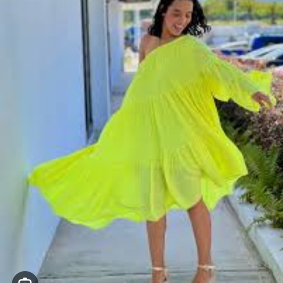 Elegant Long Green One Shoulder Evening Dresses With Slit A-Line Brazilian Chiff - Picture 8 of 9